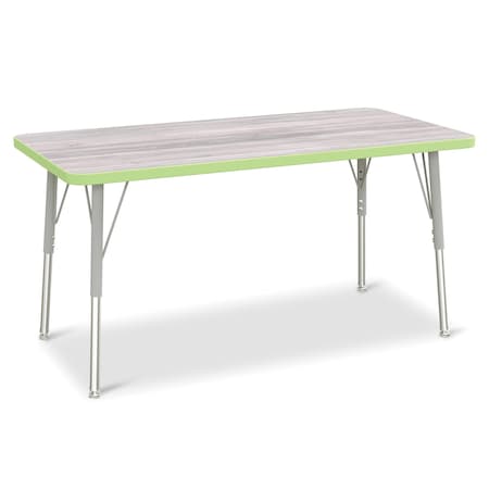 Jonti-Craft Berries Rectangle Activity Table, 24 in. x 48 in., A-height, Driftwood Gray/Key Lime/Gray 6403JCA451